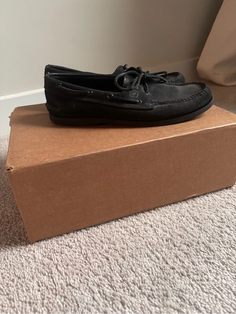 Sperry Men's Black Leather Boat Shoes